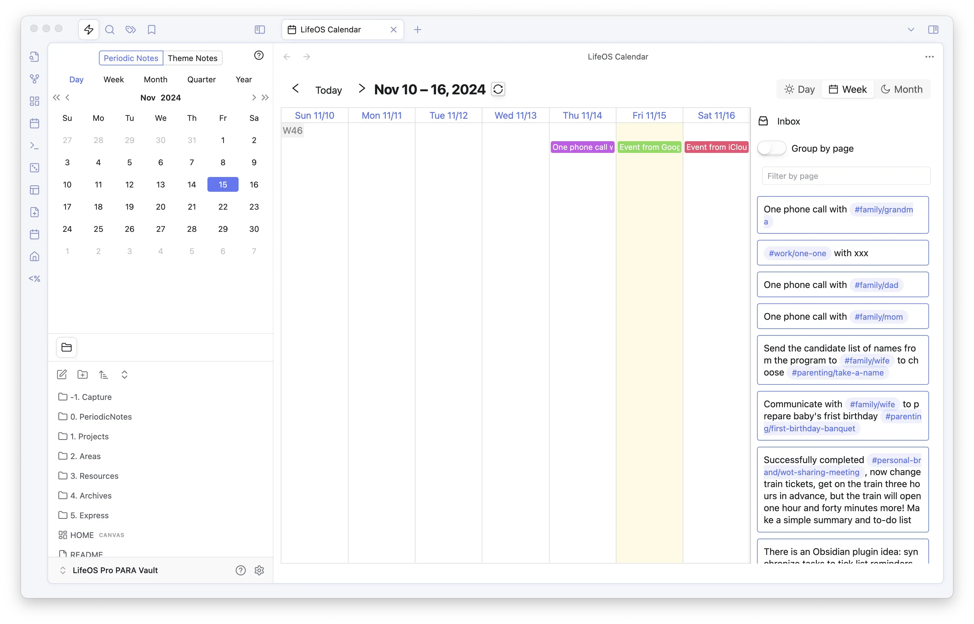 Weekly calendar: review where your time went